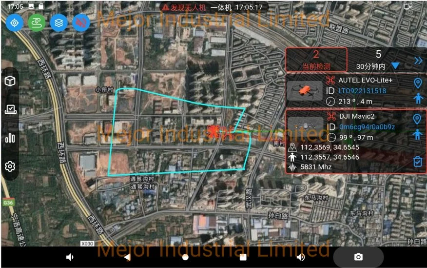 IP65 Drone Detect, Track, Identify and Jammer Unattended Anti Drone System with Black & White List for Uav Defense